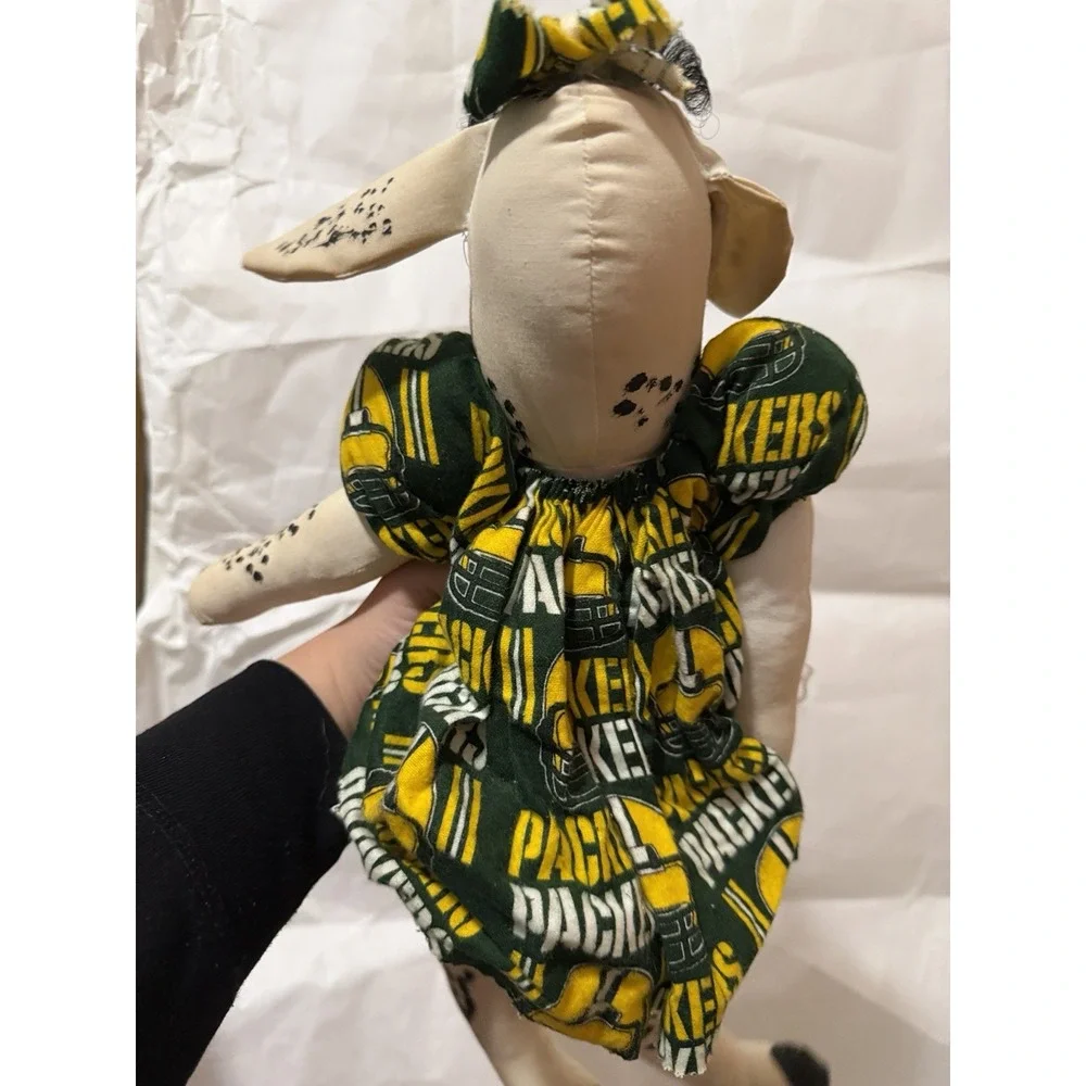 Vintage Wisconsin Packers Cow Plush Handmade 17in Folk art